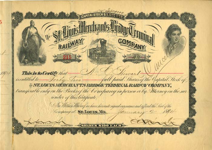 St. Louis Merchants Bridge Terminal - Stock Certificate